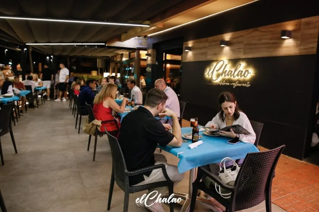 Terrace at El Chalao in Plaza Bohemia, La Manga