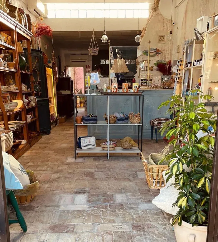 Inside Cala Pintada workshop-shop, with crafts on display