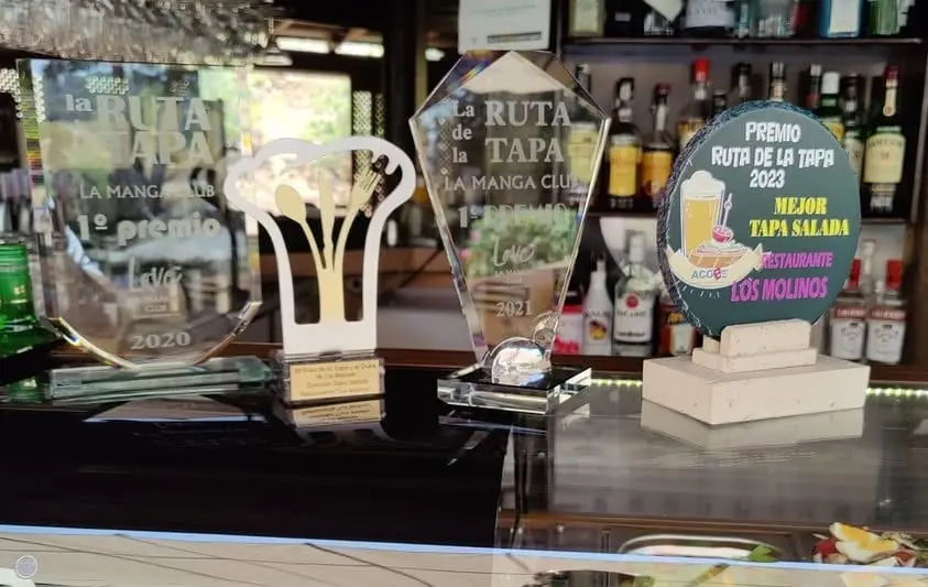 Award on display at Los Molinos in La Manga Club