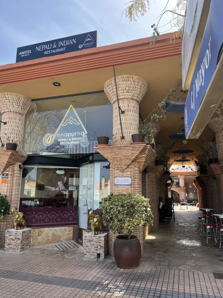Façade of Annapurna Nepali Restaurant on Calle Mayor in Los Belones