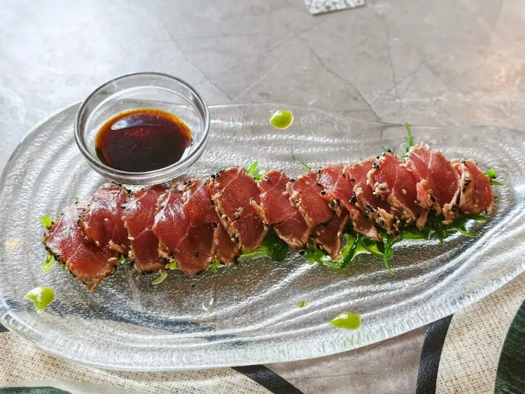 Tuna dish served at Arrocería CP8, Cabo de Palos