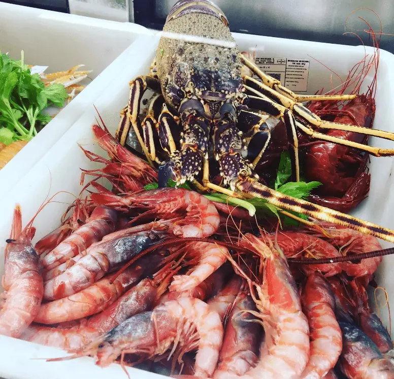 Prawns served at Bonobo Playa, La Manga