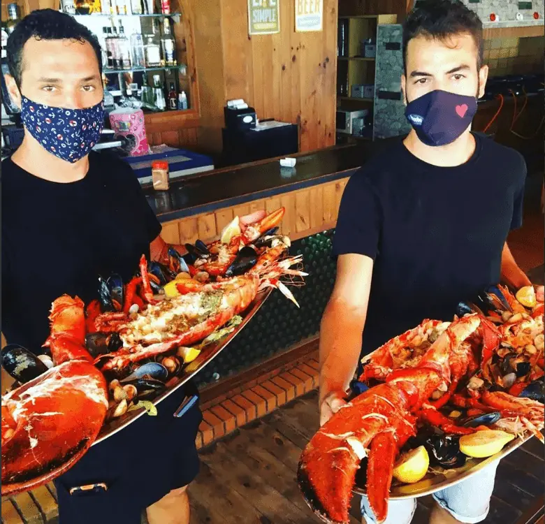 Seafood served at Bonobo Playa, La Manga