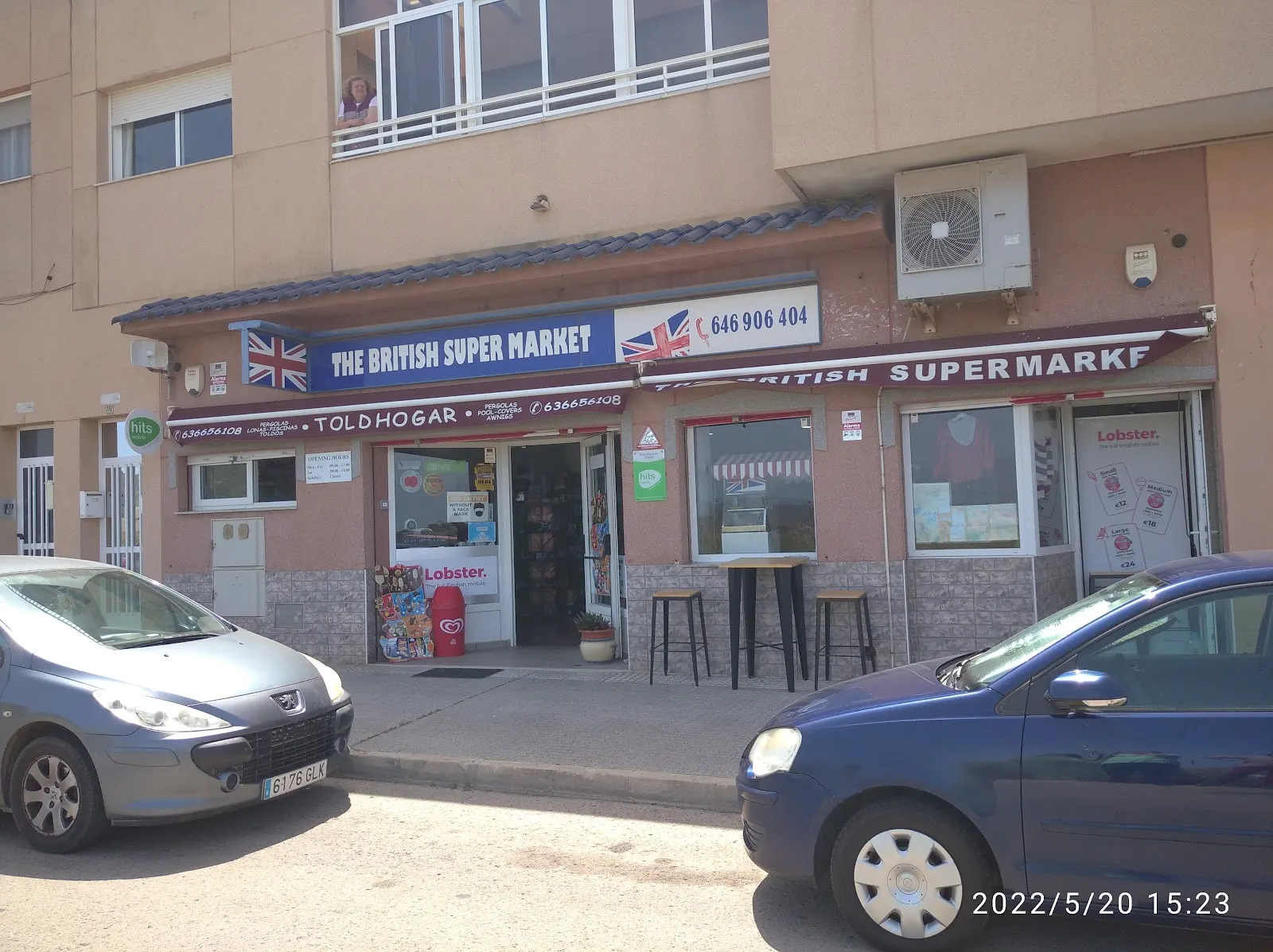 Fassade von British Super Market in der Calle Mar Menor, Los Belones