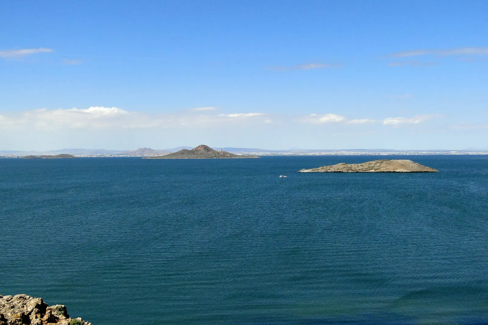 Islands of the Mar Menor seen from the rocky shore