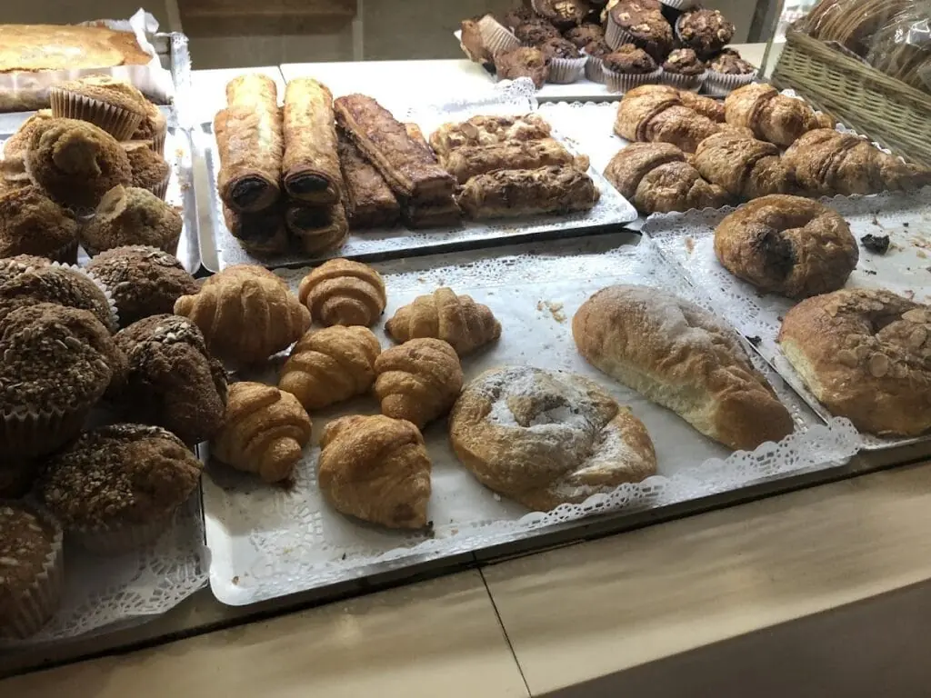 Tray of pastries and croissants at La Colegiala