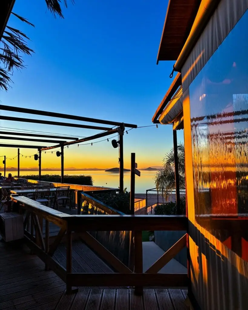 La Mestiza terrace at sunset