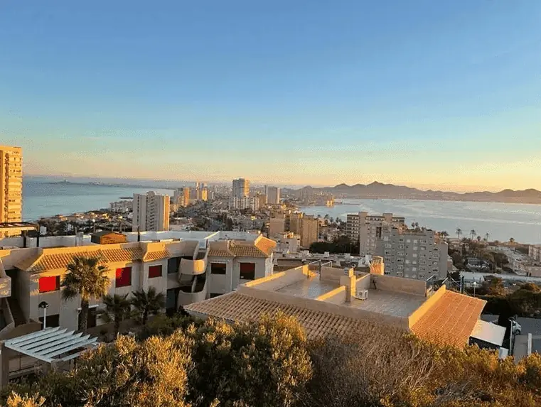 La Manga et le Mar Menor au coucher du soleil, depuis Monte Blanco