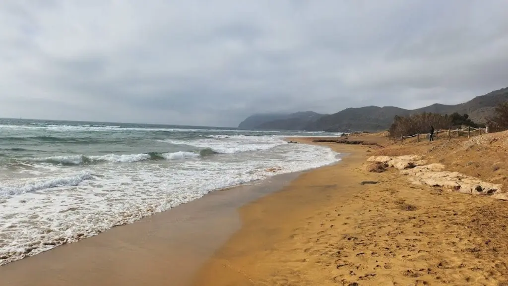 Plage de sable avec des vagues à Calblanque