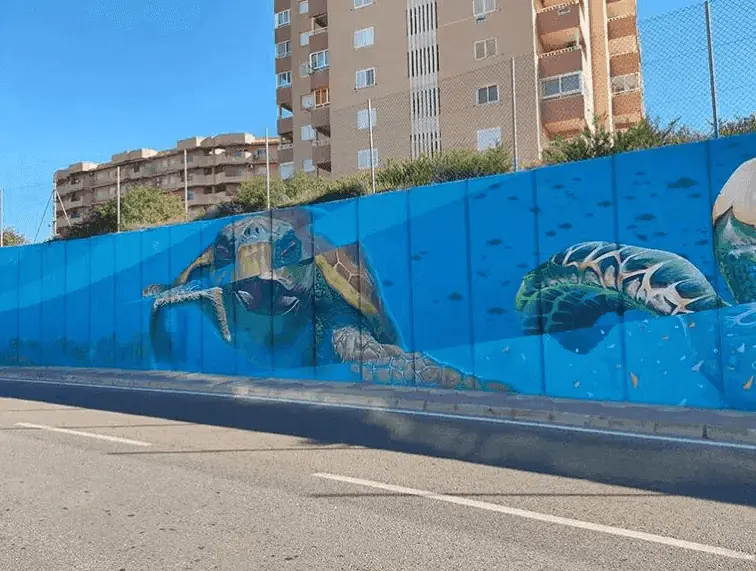 Sea turtles painted on the Mural de Monteblanco