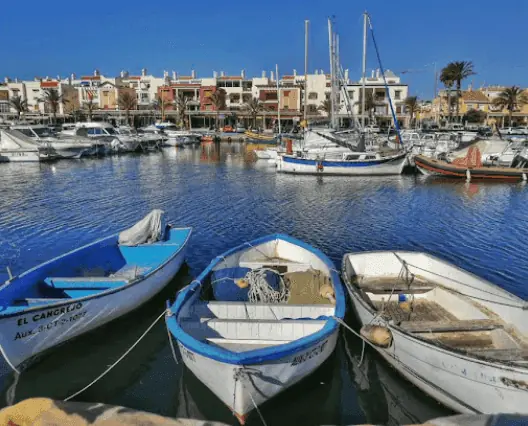 Fishing boats moored in the Cabo de Palos port