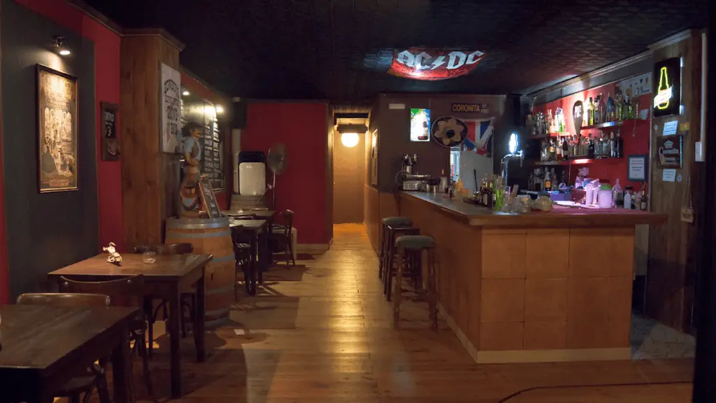 Bar and interior of Rhapsody pub, with a rock atmosphere on Plaza Bohemia