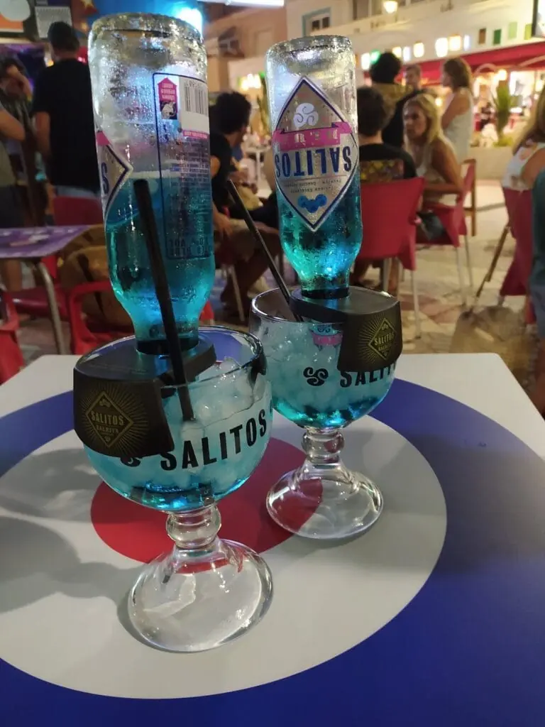 Salitos cocktails served at Ya Te Vale, with the mod target in the background